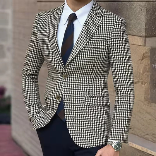 Traje Slim Fit Entallado con Patrón Pata de Gallo