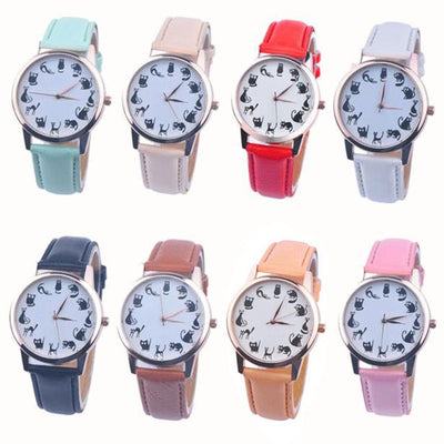 Reloj de Mujer Gato Correa Cuero Cuarzo
