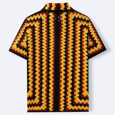 Camisa Retro de Punto Crochet a Rayas para Hombre - Image 4