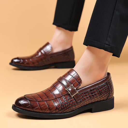 Zapatos de Cuero para Hombre con Patrón Cocodrilo - Estilo Ejecutivo