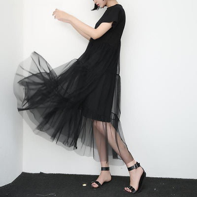 Vestido de Malla Simétrico con Manga Corta - Image 2