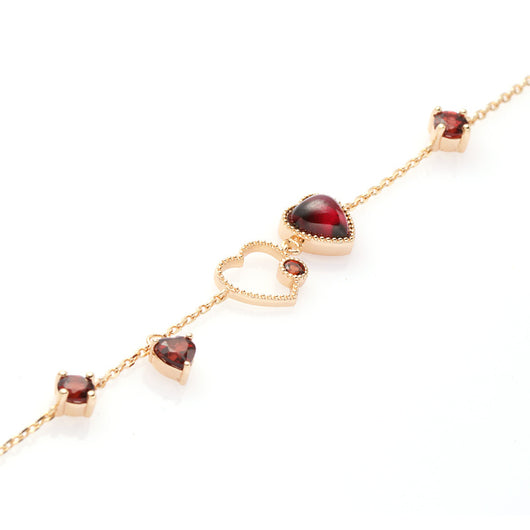 Pulsera Corazón Granate Rojo para Mujer - Image 7