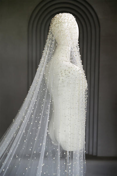 Velo de Novia Largo de Lujo con Perlas - Image 3