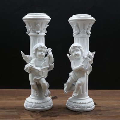 Set de 2 Candelabros Retro Ángel Cupido en Mármol - Image 4