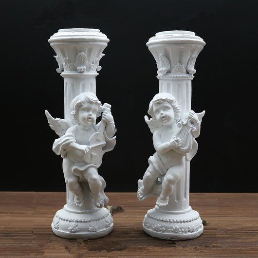 Set de 2 Candelabros Retro Ángel Cupido en Mármol - Image 4