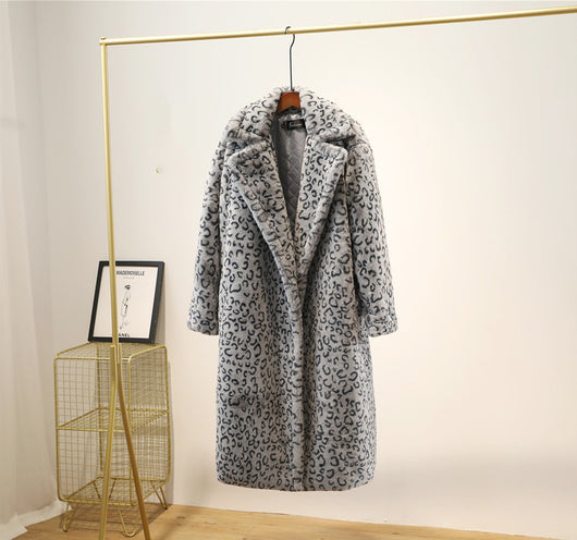 Abrigo de Piel Oversized con Cuello de Solapa y Estampado Leopardo - Image 13