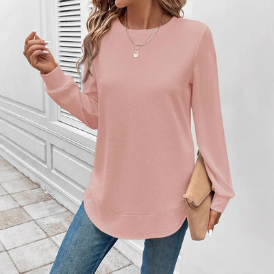 Blusa Manga Larga Cuello Redondo Textura Waffle para Mujer - Image 3