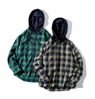 Camisa Cuadros Hombre Manga Larga Estilo Coreano Suéter Oversized