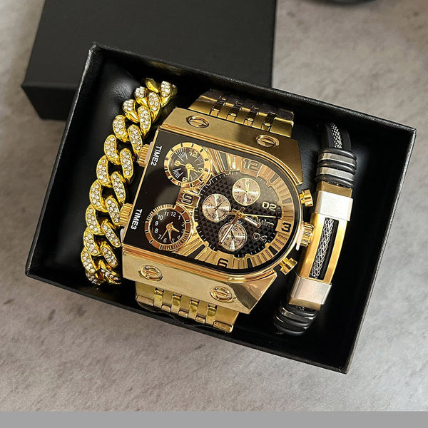 Reloj de Hombre Multihuso con Esfera Grande Luminosa y Correa de Acero Inoxidable