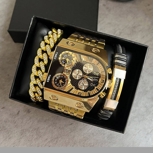 Reloj de Hombre Multihuso con Esfera Grande Luminosa y Correa de Acero Inoxidable