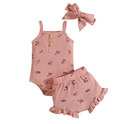 Conjunto de Tirantes Floral para Bebé - Set de 3 Piezas en Tela Waffle - Image 3