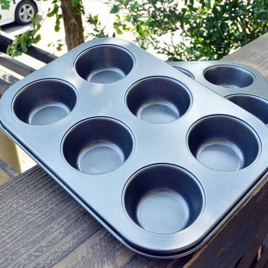 Bandeja Redonda para Hornear 6 Cupcakes - Molde Antiadherente de Calidad Profesional