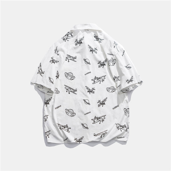 Camisa de Trabajo Estampada Manga Corta