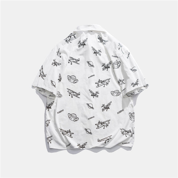 Camisa de Trabajo Estampada Manga Corta