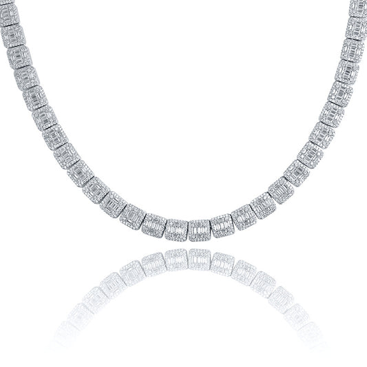Collar de Hombre Circonita Cuadrada Baguette Completo