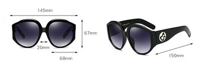 Oversize round sunglasses for women with olive frames, dark gradient lenses, and a gold emblem on the temples. - Image 5