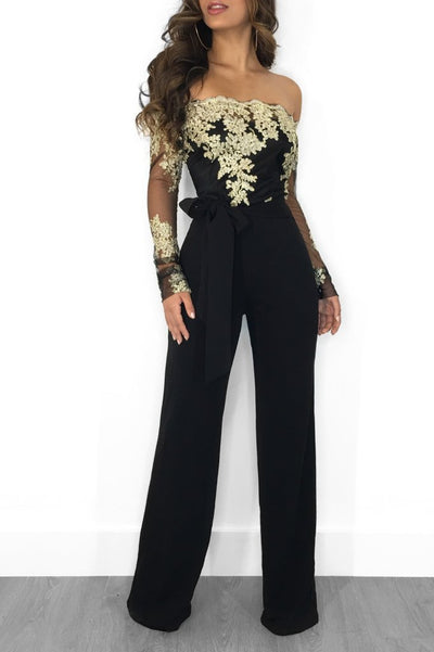 Jumpsuit de Pierna Ancha con Cuello de Encaje - Image 8