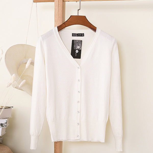 Cardigan Largo Mujer Cuello V Manga Larga