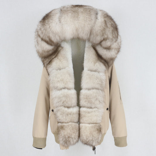Parka con Forro de Piel de Mapache Desmontable - Abrigo Térmico Grueso