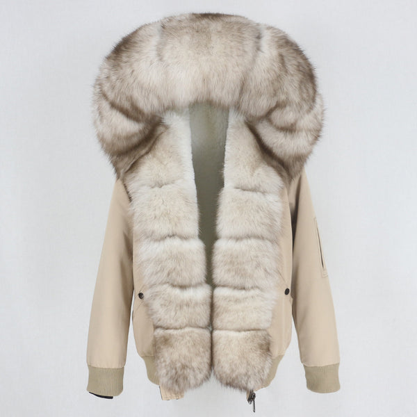 Parka con Forro de Piel de Mapache Desmontable - Abrigo Térmico Grueso