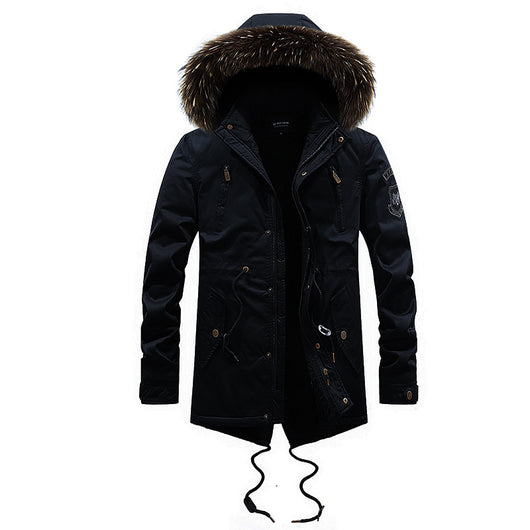 Abrigo de Algodón para Hombre con Cuello de Piel Sintética - Image 5
