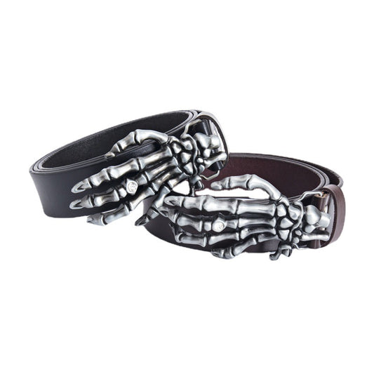 Cinturón de Cuero para Hombre Calavera Cabeza Grande Motociclista - Image 2