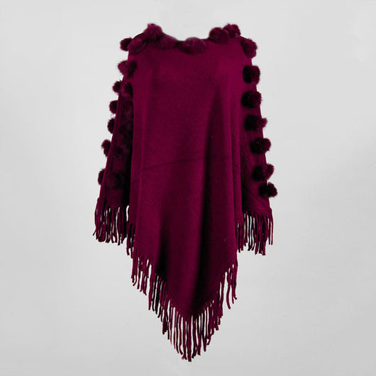 Suéter Tipo Poncho con Borlas y Cuello Redondo para Mujer - Image 13