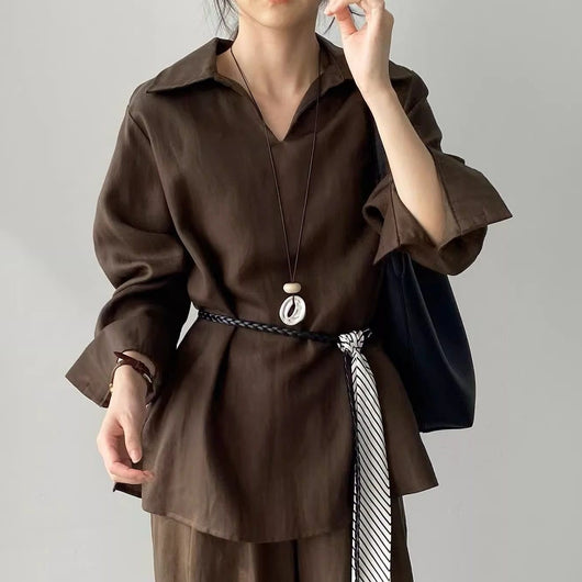 Conjunto de Blusa Casual y Pantalón Ancho con Cintura Elástica - Image 7