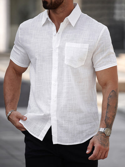 Camisa de Algodón Manga Corta para Hombre con Bolsillo - Image 6