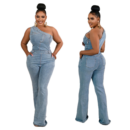 Jumpsuit Denim Ajustado con Hombros Caídos y Cintura Ceñida - Image 33