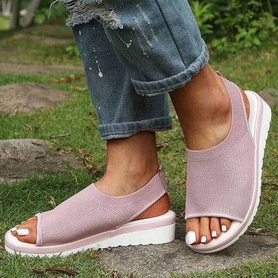 Sandalias Tejidas Planas con Diseño de Boca de Pez