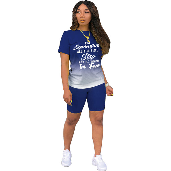 Traje Casual Mujer con Estampado de Letras y Degradado