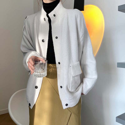 Cardigan Tejido Holgado para Mujer - Saco Suéter Abotonable
