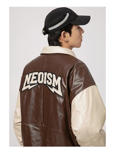 Chaqueta de Cuero PU Estilo Retro Americano con Letras Bordadas para Hombre - Image 23