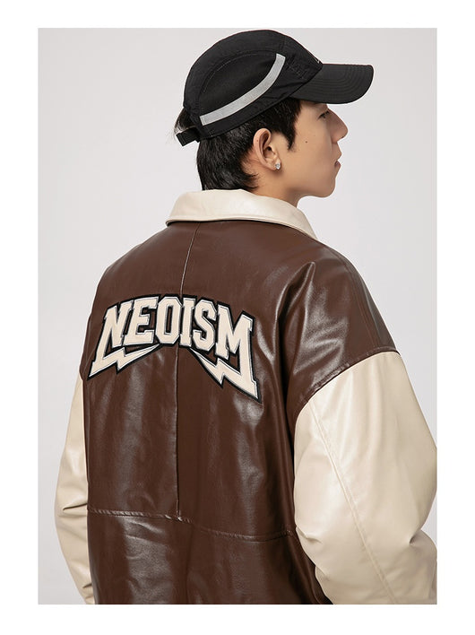 Chaqueta de Cuero PU Estilo Retro Americano con Letras Bordadas para Hombre - Image 23