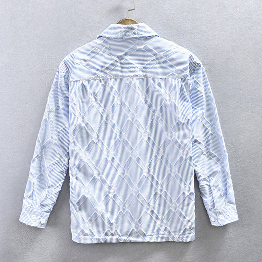 Camisa Casual Hombre Rayas y Cuadros Manga Larga Estilo Japonés Talla Grande - Image 2