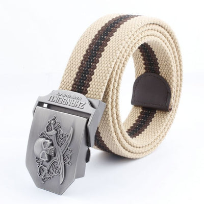 Cinturón Canvas con Hebilla Doble Calavera - Estilo Casual Versátil - Image 35
