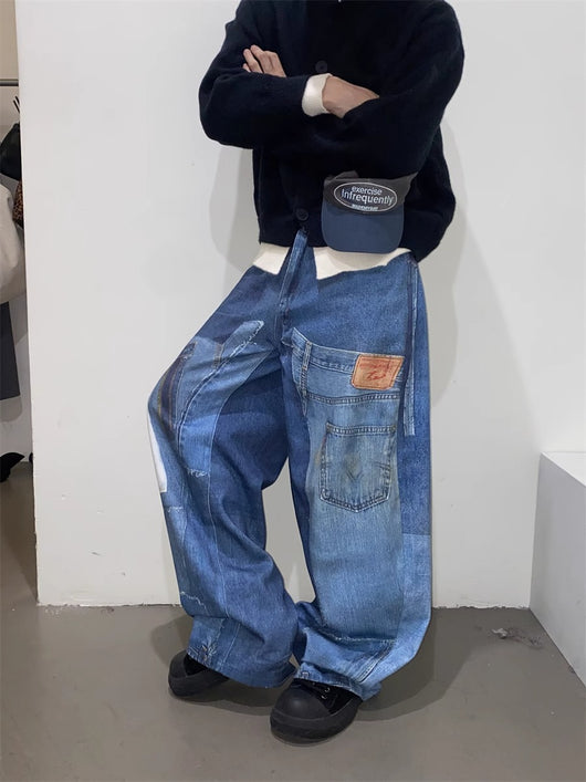 Jeans Rectos Sueltos Diseño Independiente Retro Americano para Hombre - Image 40