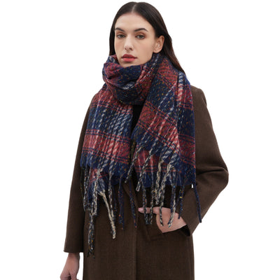 Bufanda de Cuadros Unisex con Flecos Estilo Europeo y Americano