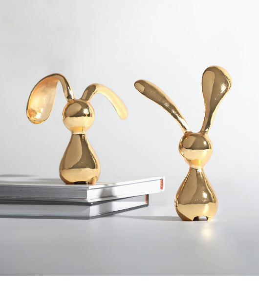 Adorno Decorativo Conejo Dorado de Lujo Moderno
