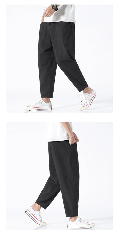 Pantalones Harem Cropped de Algodón y Lino Sueltos - Image 12