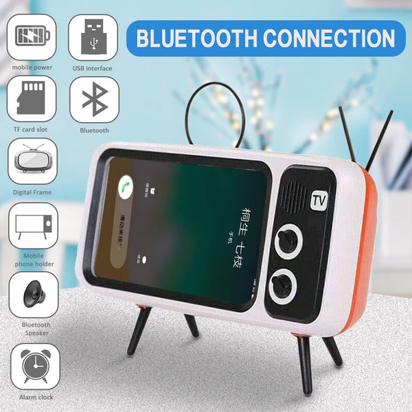 Parlante Bluetooth Retro con Soporte para Teléfono