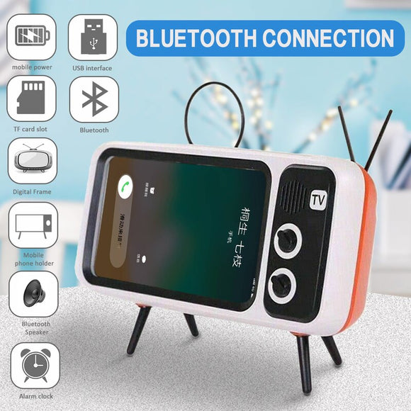 Parlante Bluetooth Retro con Soporte para Teléfono