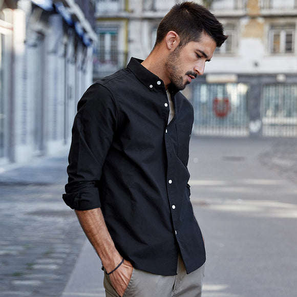 Camisa Casual de Negocios para Hombre en Algodón Premium