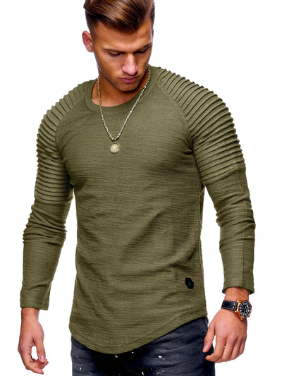 Camiseta Manga Larga Cuello Redondo Color Sólido - Image 23