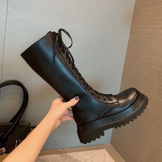 Botas Militares para Mujer con Suela Gruesa y Cierre Lateral - Image 5