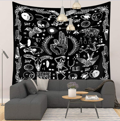 Tapiz Blanco y Negro Serie Estampada para el Hogar - Image 22
