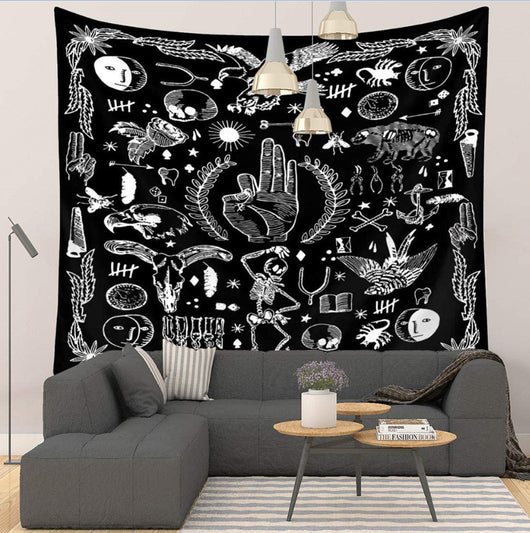 Tapiz Blanco y Negro Serie Estampada para el Hogar - Image 22