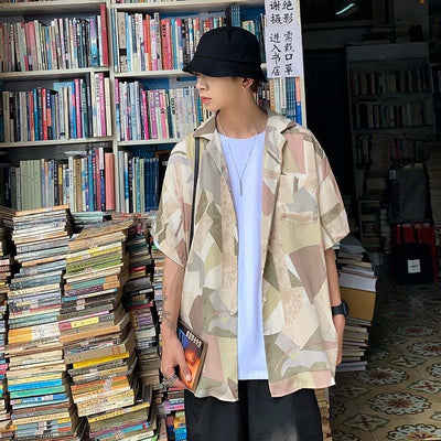 Camisa Chaqueta de Manga Corta Estampada