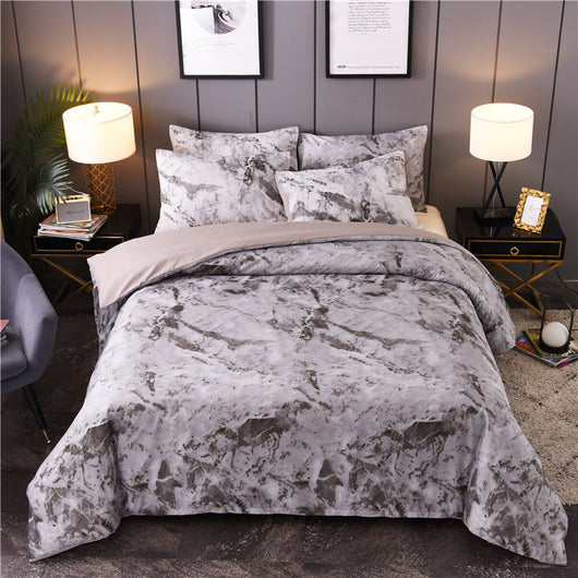Juego de Cama Marmolizado Negro y Blanco - Image 9